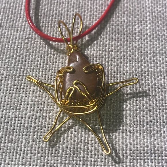 🔥 RED JASPER WIREWRAPPED STAR PENDANT NECKLACE 💥🔥 - Picture 3 of 5